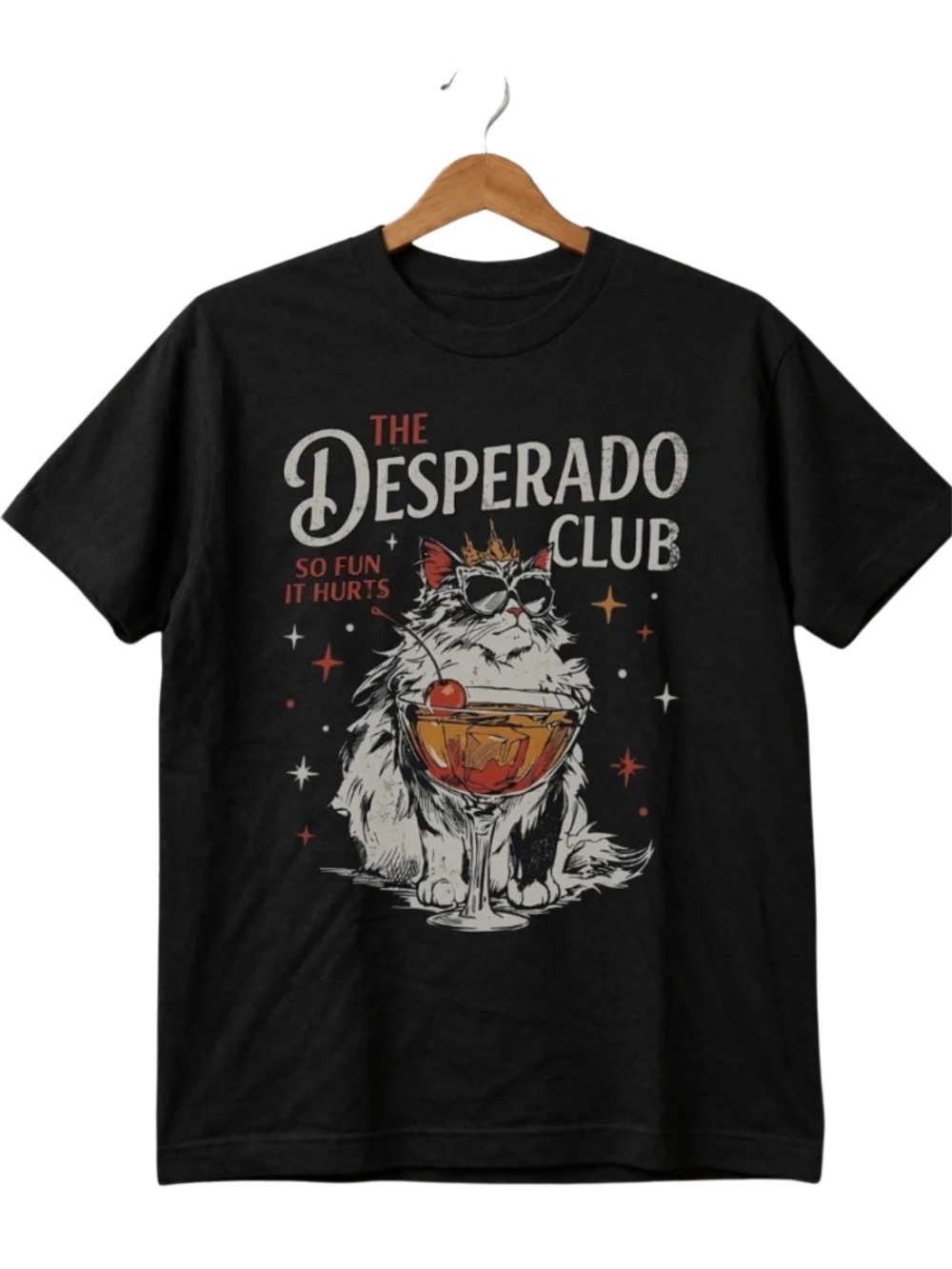 Black 'The Desperado Club' Cat Graphic Tee